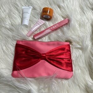 Ipsy Pink and Red Bow Makeup Pouch